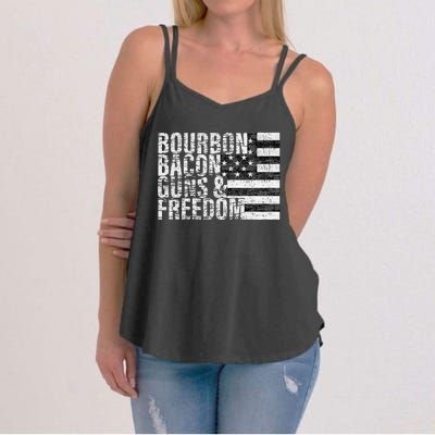 Bourbon Bacon Guns & Freedom Flag Tee Women's Strappy Tank