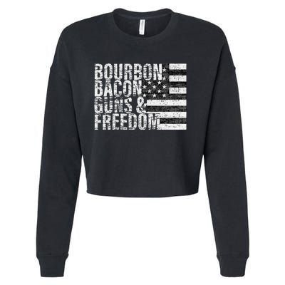 Bourbon Bacon Guns & Freedom Flag Tee Cropped Pullover Crew