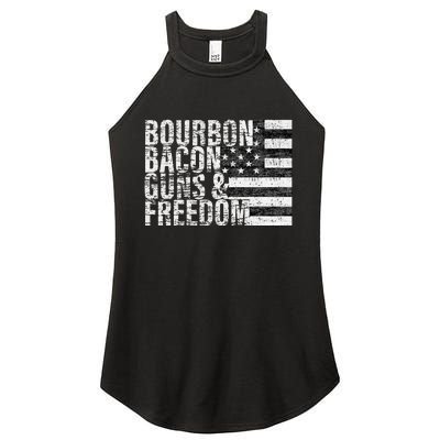 Bourbon Bacon Guns & Freedom Flag Tee Women's Perfect Tri Rocker Tank