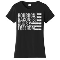 Bourbon Bacon Guns & Freedom Flag Tee Women's T-Shirt