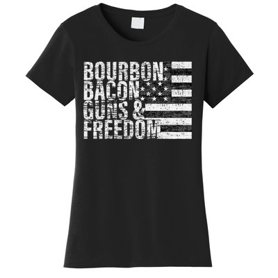 Bourbon Bacon Guns & Freedom Flag Tee Women's T-Shirt