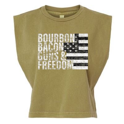 Bourbon Bacon Guns & Freedom Flag Tee Garment-Dyed Women's Muscle Tee