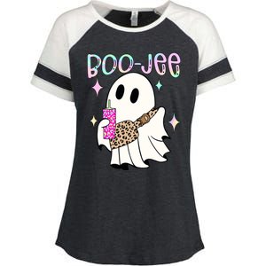 Boojee Boojee Ghost Halloween Witch Fall Purse Humor Great Gift Enza Ladies Jersey Colorblock Tee