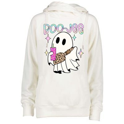 Boojee Boojee Ghost Halloween Witch Fall Purse Humor Great Gift Womens Funnel Neck Pullover Hood