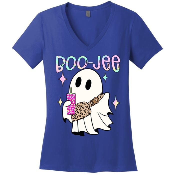 Boojee Boojee Ghost Halloween Witch Fall Purse Humor Great Gift Women's V-Neck T-Shirt