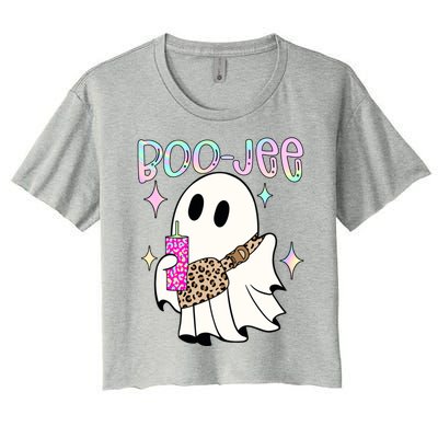 Boojee Boojee Ghost Halloween Witch Fall Purse Humor Great Gift Women's Crop Top Tee