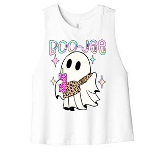 Boojee Boojee Ghost Halloween Witch Fall Purse Humor Great Gift Women's Racerback Cropped Tank