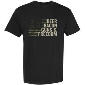 BEER BACON GUNS & FREEDOM - Funny BBQ Drinking Gun Camo Garment-Dyed Heavyweight T-Shirt