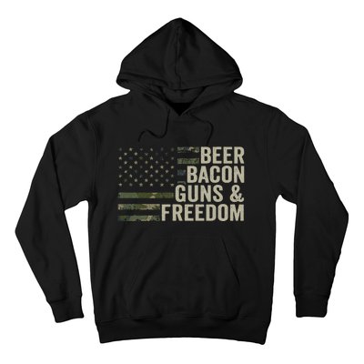 BEER BACON GUNS & FREEDOM - Funny BBQ Drinking Gun Camo Hoodie