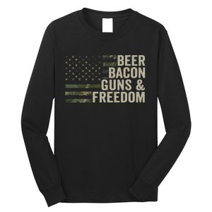 BEER BACON GUNS & FREEDOM - Funny BBQ Drinking Gun Camo Long Sleeve Shirt