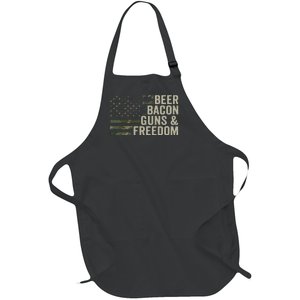 BEER BACON GUNS & FREEDOM - Funny BBQ Drinking Gun Camo Full-Length Apron With Pockets