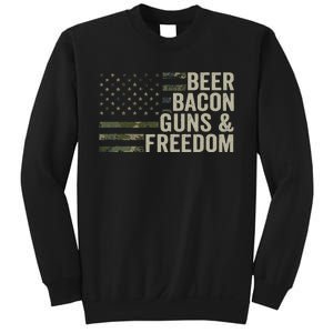 BEER BACON GUNS & FREEDOM - Funny BBQ Drinking Gun Camo Sweatshirt