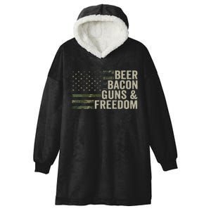 BEER BACON GUNS & FREEDOM - Funny BBQ Drinking Gun Camo Hooded Wearable Blanket