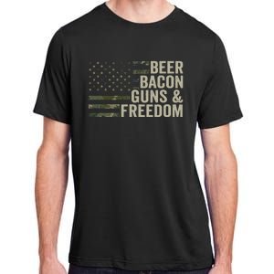 BEER BACON GUNS & FREEDOM - Funny BBQ Drinking Gun Camo Adult ChromaSoft Performance T-Shirt