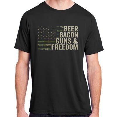 BEER BACON GUNS & FREEDOM - Funny BBQ Drinking Gun Camo Adult ChromaSoft Performance T-Shirt