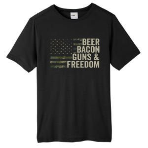 BEER BACON GUNS & FREEDOM - Funny BBQ Drinking Gun Camo Tall Fusion ChromaSoft Performance T-Shirt