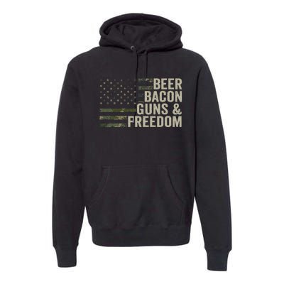 BEER BACON GUNS & FREEDOM - Funny BBQ Drinking Gun Camo Premium Hoodie