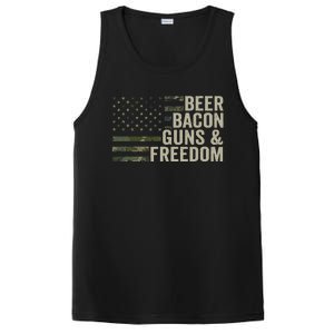 BEER BACON GUNS & FREEDOM - Funny BBQ Drinking Gun Camo PosiCharge Competitor Tank