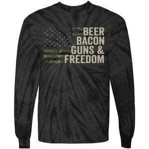 BEER BACON GUNS & FREEDOM - Funny BBQ Drinking Gun Camo Tie-Dye Long Sleeve Shirt