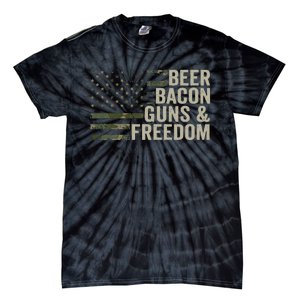 BEER BACON GUNS & FREEDOM - Funny BBQ Drinking Gun Camo Tie-Dye T-Shirt