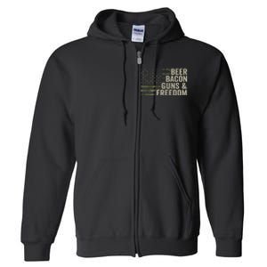 BEER BACON GUNS & FREEDOM - Funny BBQ Drinking Gun Camo Full Zip Hoodie