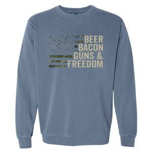 BEER BACON GUNS & FREEDOM - Funny BBQ Drinking Gun Camo Garment-Dyed Sweatshirt