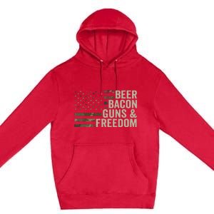 BEER BACON GUNS & FREEDOM - Funny BBQ Drinking Gun Camo Premium Pullover Hoodie