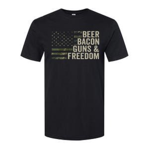 BEER BACON GUNS & FREEDOM - Funny BBQ Drinking Gun Camo Softstyle CVC T-Shirt