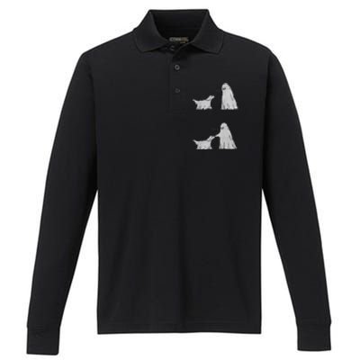 Boo Boop Ghost Dog Halloween Performance Long Sleeve Polo