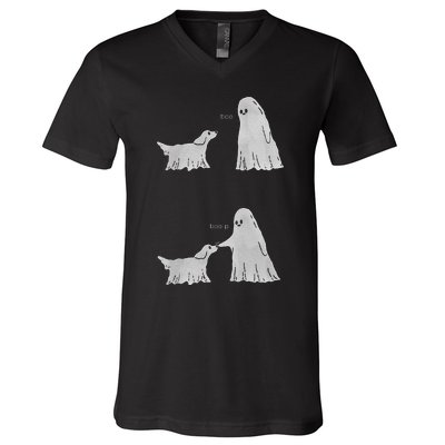 Boo Boop Ghost Dog Halloween V-Neck T-Shirt