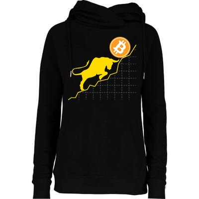 Bitcoin Bull Graph Bullish BTC Crypto Womens Funnel Neck Pullover Hood
