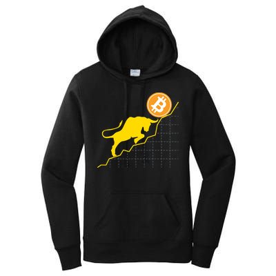 Bitcoin Bull Graph Bullish BTC Crypto Women's Pullover Hoodie