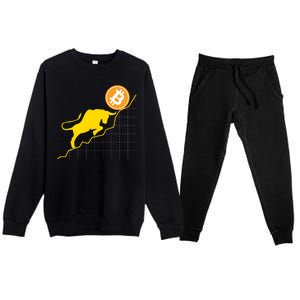 Bitcoin Bull Graph Bullish BTC Crypto Premium Crewneck Sweatsuit Set