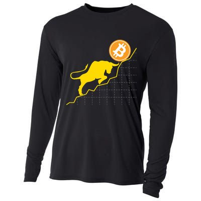 Bitcoin Bull Graph Bullish BTC Crypto Cooling Performance Long Sleeve Crew