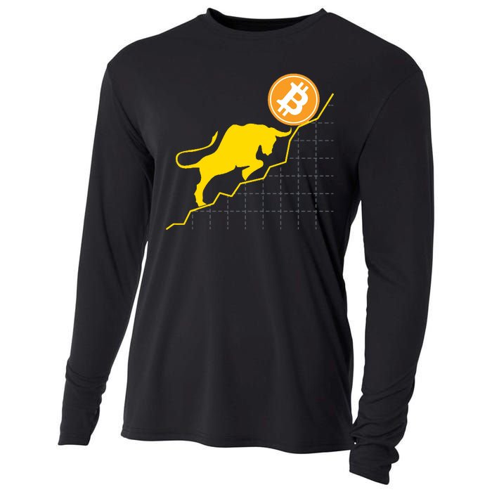 Bitcoin Bull Graph Bullish BTC Crypto Cooling Performance Long Sleeve Crew