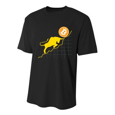 Bitcoin Bull Graph Bullish BTC Crypto Youth Performance Sprint T-Shirt