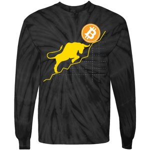 Bitcoin Bull Graph Bullish BTC Crypto Tie-Dye Long Sleeve Shirt