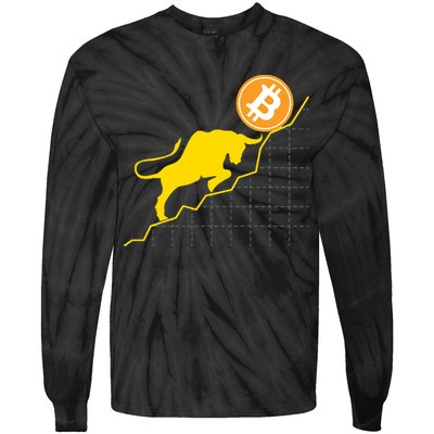 Bitcoin Bull Graph Bullish BTC Crypto Tie-Dye Long Sleeve Shirt