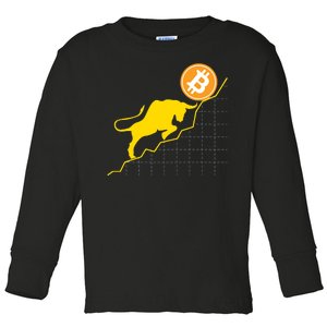 Bitcoin Bull Graph Bullish BTC Crypto Toddler Long Sleeve Shirt