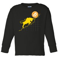 Bitcoin Bull Graph Bullish BTC Crypto Toddler Long Sleeve Shirt