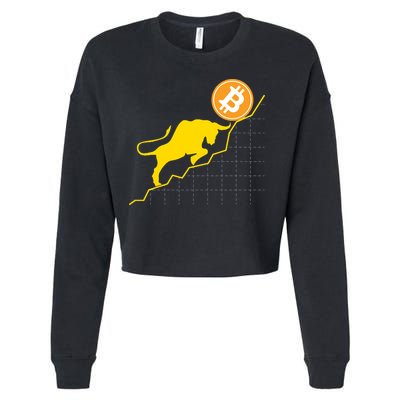 Bitcoin Bull Graph Bullish BTC Crypto Cropped Pullover Crew