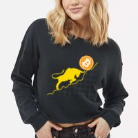 Bitcoin Bull Graph Bullish BTC Crypto Cropped Pullover Crew