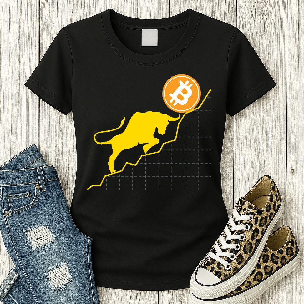 Bitcoin Bull Graph Bullish BTC Crypto Womens T-Shirt