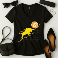 Bitcoin Bull Graph Bullish BTC Crypto Women's V-Neck T-Shirt