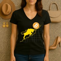 Bitcoin Bull Graph Bullish BTC Crypto Women's V-Neck T-Shirt