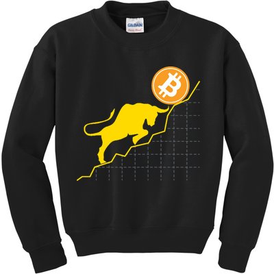 Bitcoin Bull Graph Bullish BTC Crypto Kids Sweatshirt
