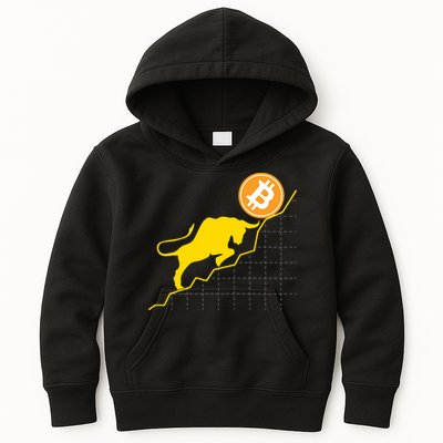 Bitcoin Bull Graph Bullish BTC Crypto Kids Hoodie