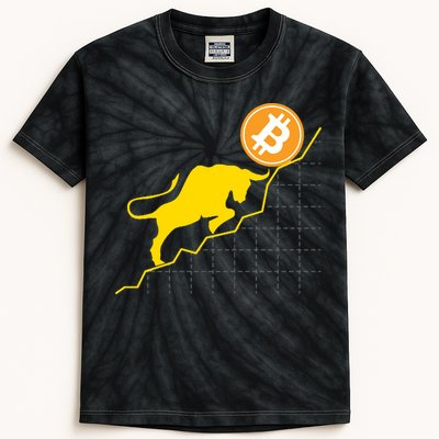 Bitcoin Bull Graph Bullish BTC Crypto Kids Tie-Dye T-Shirt