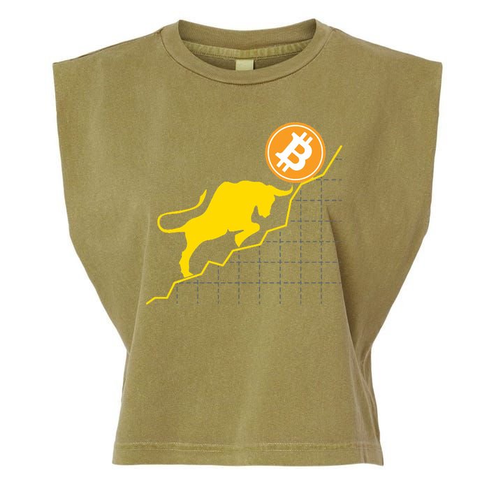Bitcoin Bull Graph Bullish BTC Crypto Garment-Dyed Women's Muscle Tee