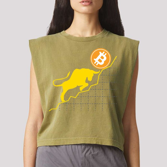 Bitcoin Bull Graph Bullish BTC Crypto Garment-Dyed Women's Muscle Tee